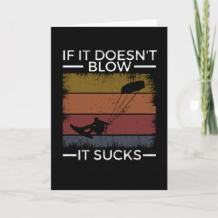 Kitesurfer Vintage Kiteboarding Retro Blow Sucks Card