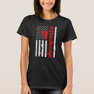 Kitesurfing American Flag Kitesurfer Kite USA Kite T-Shirt
