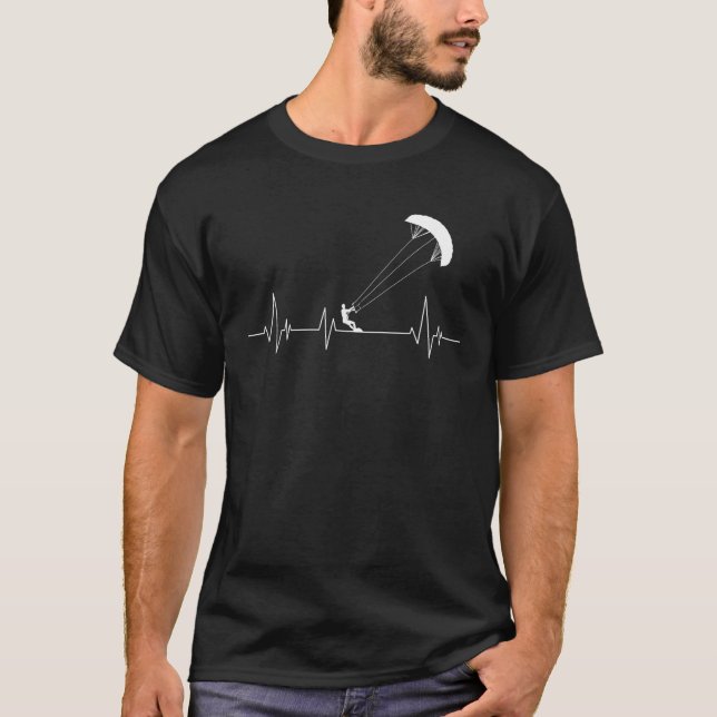 Kitesurfing Heartbeat Kiteboarding Surfboard  T-Shirt (Front)