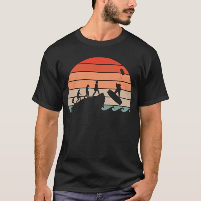 Kitesurfing Kiteboarding Evolution Retro T-Shirt (Front)