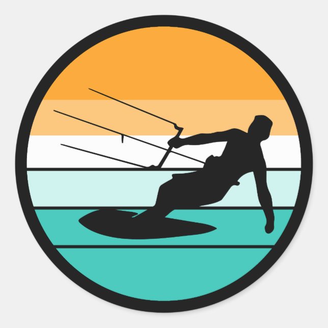Kitesurfing Kitesurf Kiteboarding Water Sports Classic Round Sticker (Front)