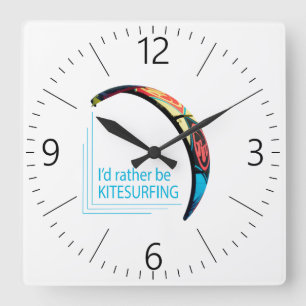 Kitesurfing Square Wall Clock