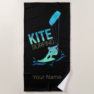 Kitesurfing Vintage Kiteboarder Kite Surfing Beach Towel