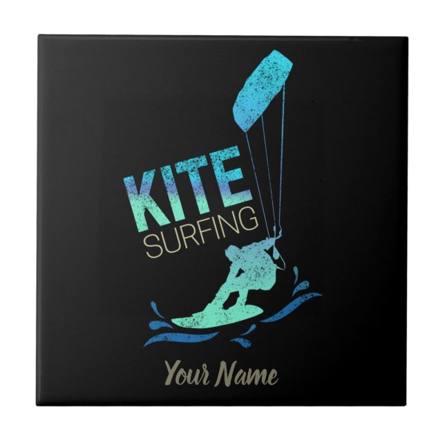 Kitesurfing Vintage Kiteboarder Kite Surfing Ceramic Tile (Front)