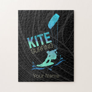 Kitesurfing Vintage Kiteboarder Kite Surfing Jigsaw Puzzle
