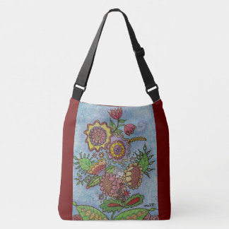 Kitsa in the Flowers Ukrainian Folk Art Crossbody Bag