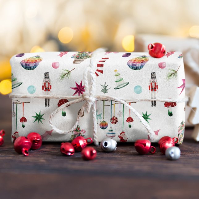 Kitsch Christmas | Retro Ornaments & Tree Pattern Wrapping Paper (Creator Uploaded)