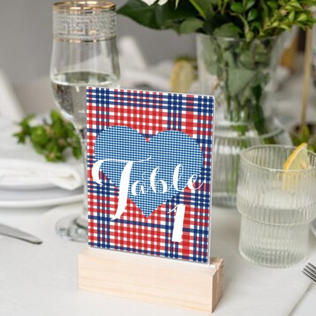 Kitsch Country Red White Blue Barbecue Party Table Number (Creator Uploaded)