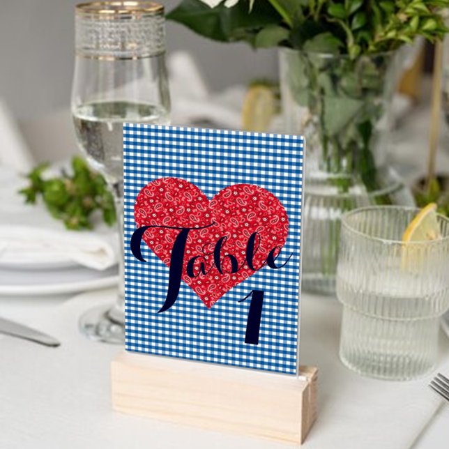 Kitsch Gingham Country Wedding Barbecue  Table Number (Creator Uploaded)