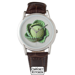 Kitsch Modern Green Granny Garden Crochet Cabbage Watch