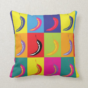 Kitsch Retro Chilli Pepper Pop Art Fruit Pattern Cushion