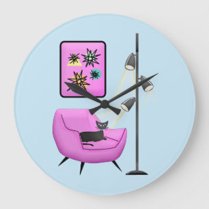 KITSCH RETRO VINTAGE CAT CLOCK