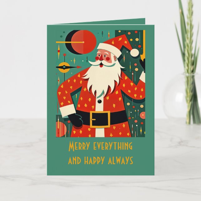 Kitschmas Santa Claus Mid-Century Modern Fun Card (Front)