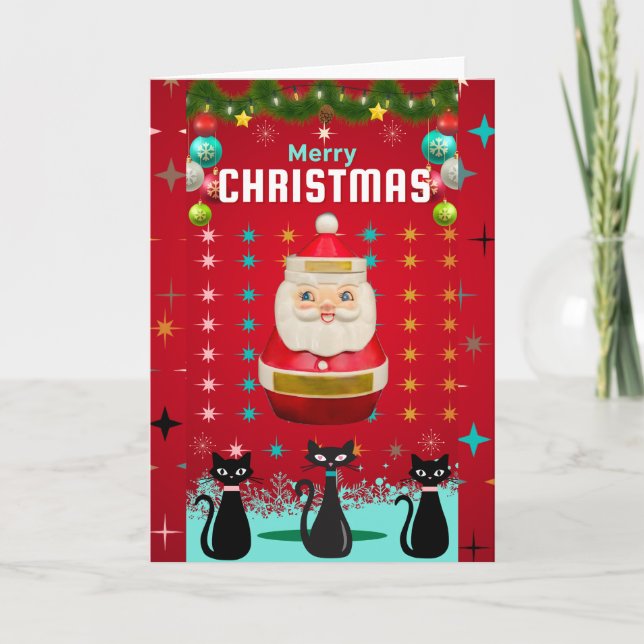 Kitschmas Spectacular: Santa and Starbursts Card (Front)