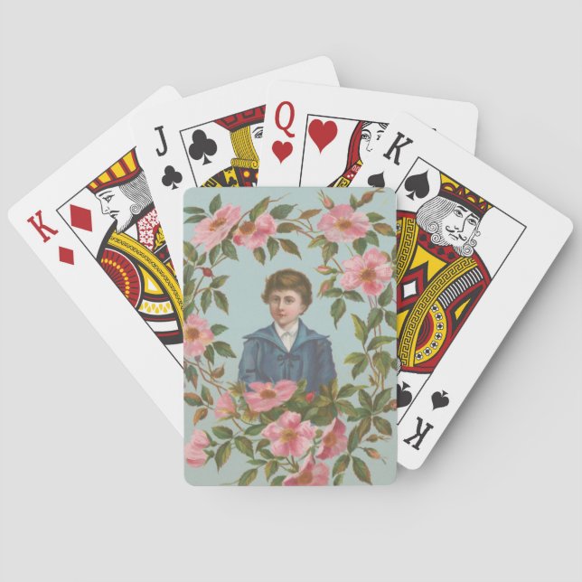 Kitschy Antique German Valentine's Card, 1884 Playing Cards (Back)