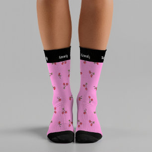 Kitschy Cherries Cute Fun Summer Modern Name Socks