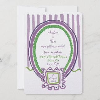 Kitschy Lavender and Chartreuse Illustrated Invitation
