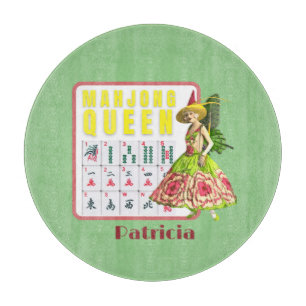Kitschy Mahjong Queen Personalized  Cutting Board