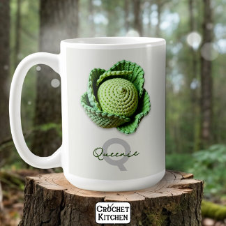 Kitschy Modern Granny Garden Crochet Cabbage Name  Coffee Mug