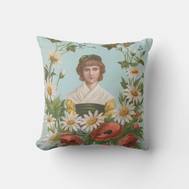 Kitschy Retro German Valentine's Card, 1884 Cushion (Front)