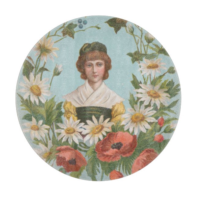 Kitschy Retro German Valentine's Card, 1884 Cutting Board (Front)