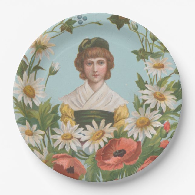 Kitschy Retro German Valentine's Card, 1884 Paper Plate (Front)