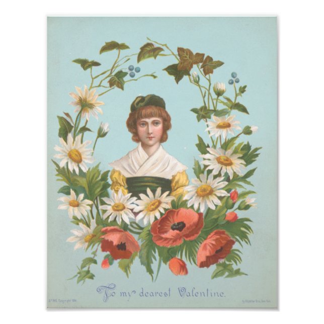 Kitschy Retro German Valentine's Card, 1884 Photo Print (Front)