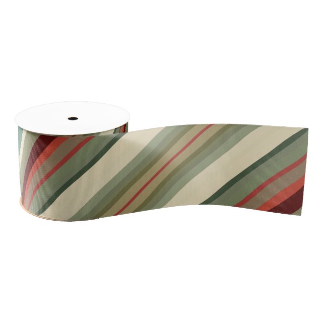 Kitschy Santa and Ornaments Complimentary Stripes Grosgrain Ribbon (Spool)