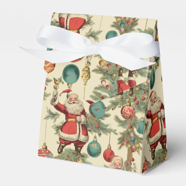 Kitschy Santa and Ornaments  Favour Box (Front Side)