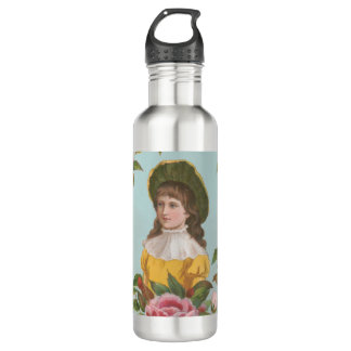 Kitschy Vintage German Valentine's Card, 1884 710 Ml Water Bottle