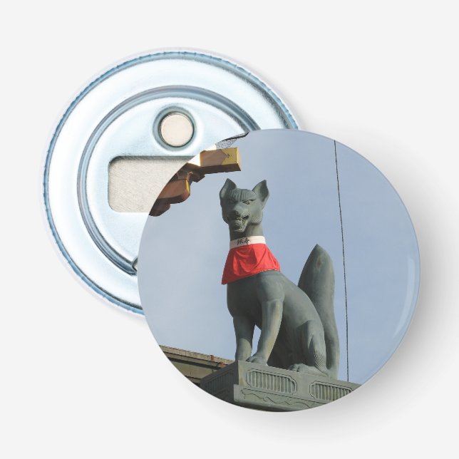 Kitsune キツネ (Fox) with Jewel in Mouth Bottle Opener (Front)