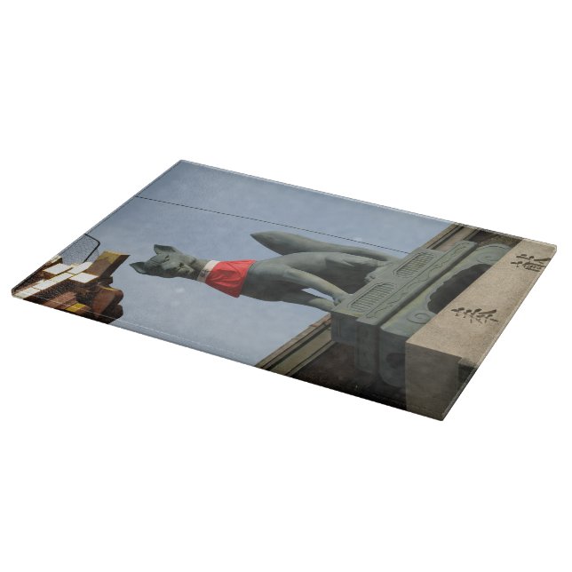 Kitsune キツネ (Fox) with Jewel in Mouth Cutting Board (Corner)