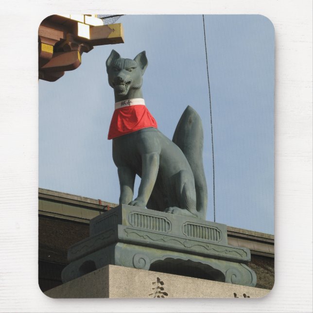 Kitsune キツネ (Fox) with Jewel in Mouth Mouse Pad (Front)