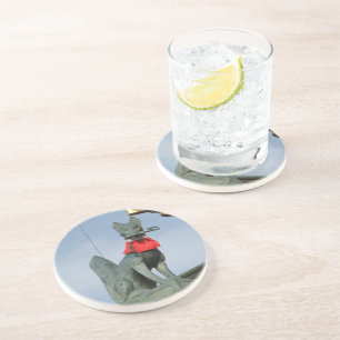 Kitsune キツネ (Fox) with Key in Mouth Coaster