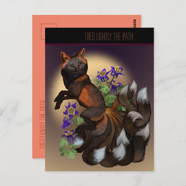 Kitsune and Columbine Flowers  Postcard (Front/Back)