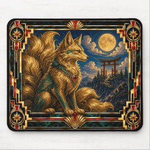 Kitsune, Art Deco Mythical Mouse Pad