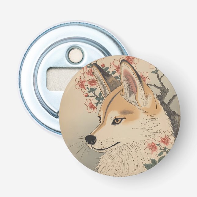 Kitsune & cherry blossom bottle opener (Front)