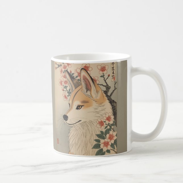 Kitsune & cherry blossom coffee mug (Right)