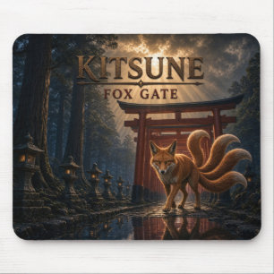 Kitsune Fox Gate Dark Realism Mouse Pad