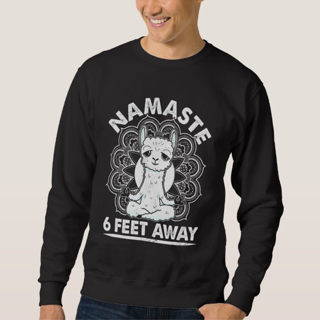 Kitsune Fox Namaste Stay 6 Feet Away Yoga Workout Sweatshirt (Front)