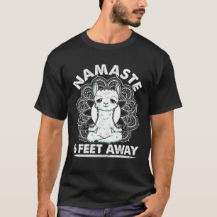 Kitsune Fox Namaste Stay 6 Feet Away  Yoga Workout T-Shirt