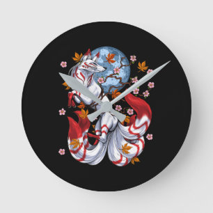 Kitsune Japanese Fox Round Clock