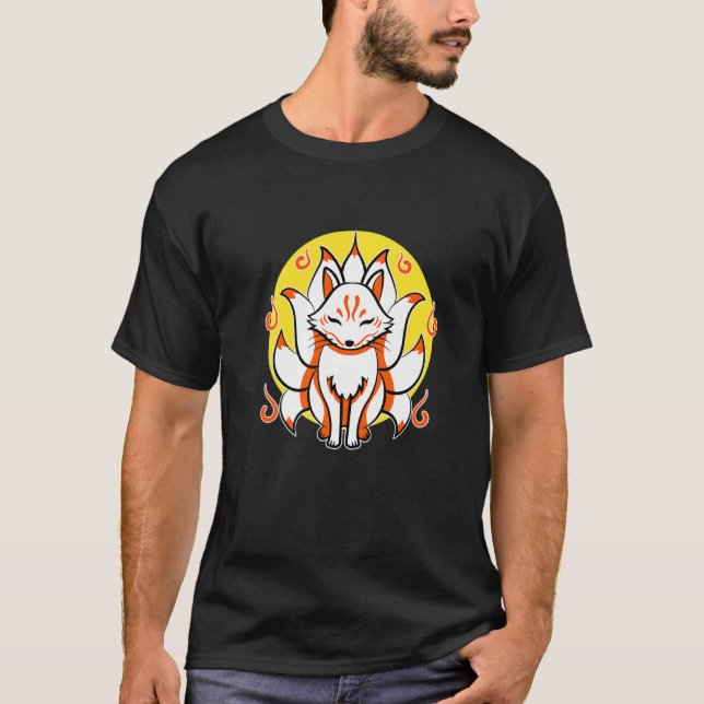 Kitsune Japanese Kami Inari Fox Protector Tempel S T-Shirt (Front)