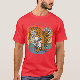 Kitsune Kawaii Fo with Many Tails Japanese Sword  T-Shirt