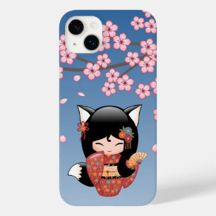 Kitsune Kokeshi Doll - Black Fox Geisha Girl Case-Mate iPhone 14 Plus Case