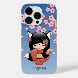 Kitsune Kokeshi Doll - Black Fox Geisha Girl Case-Mate iPhone 14 Pro Case