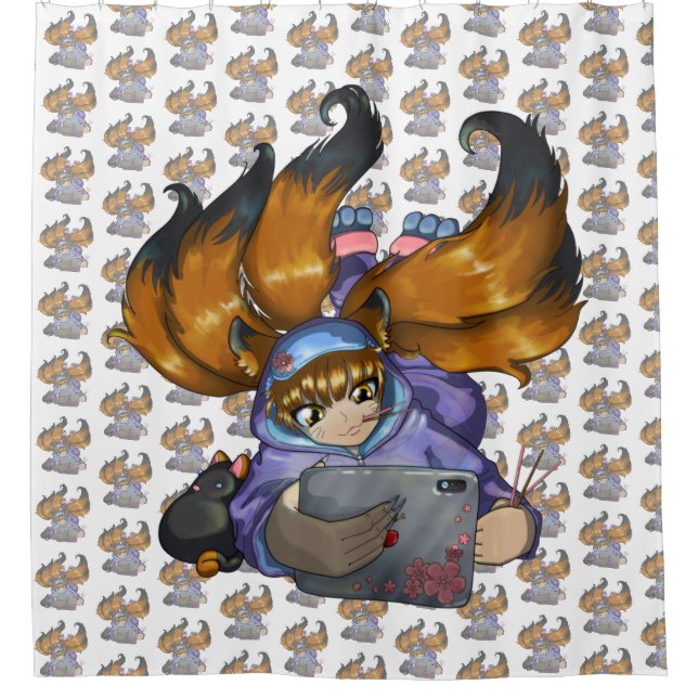 Kitsune Life Shower Curtain (Front)
