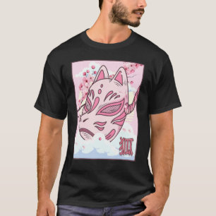Kitsune Mask Japanese Aesthetic Fox Mask Cherry Bl T-Shirt