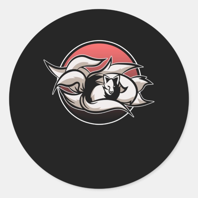 Kitsune Modern Kawaii Kami  Japanese Fox Classic Round Sticker (Front)