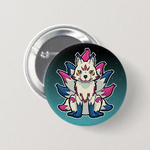 Kitsune Nine-Tailed Fox: Japanese Yokai 6 Cm Round Badge